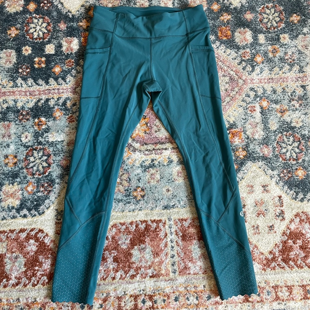 Lululemon Scalloped Reflective Teal Leggings